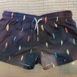 Kids Surfboard Print Swim Trunks